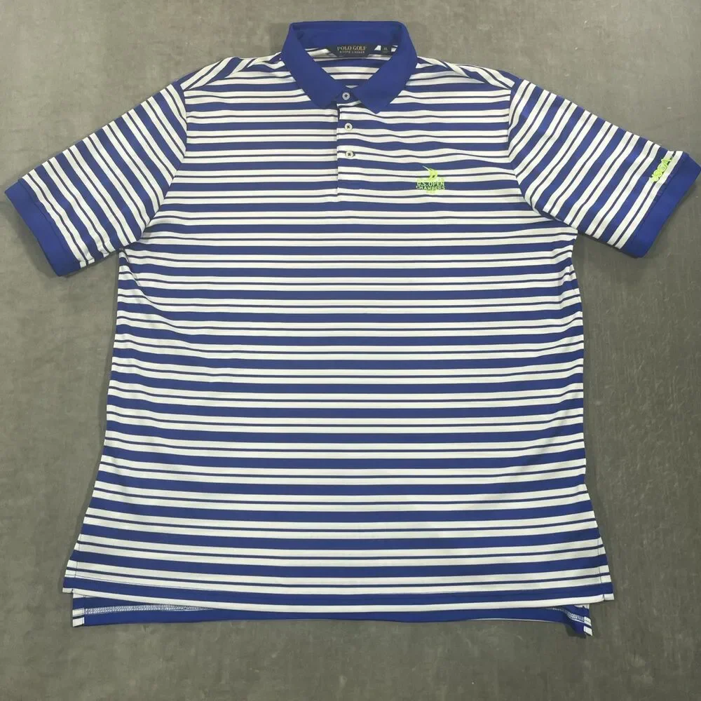 Polo‎ Golf Ralph Lauren Mens XL Blue Stripe Golf Polo Shirt